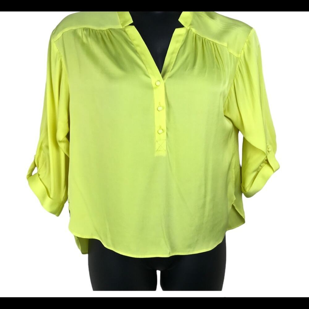 MILLY Silk Bright Yellow 3/4 Button down Blouse